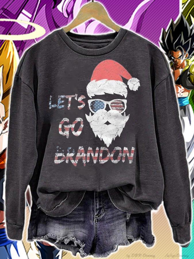 Vintage Let's Go Brandon Christmas Santa USA Flag T-Shirt t-shirt