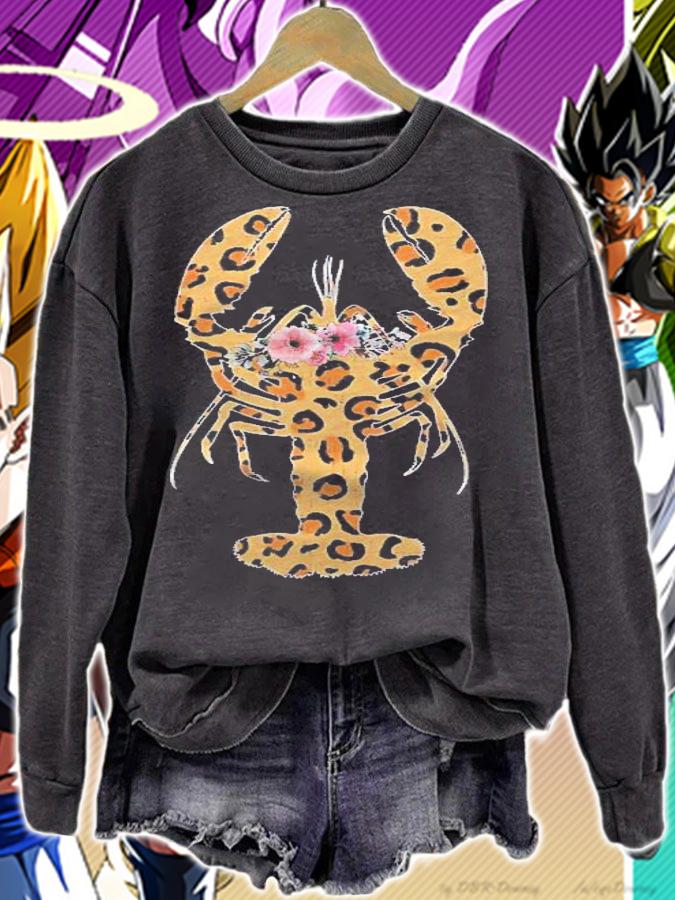 Cute Floral Leopard Print Lobster Lover Costume Girl Shirt t-shirt sweatshirt