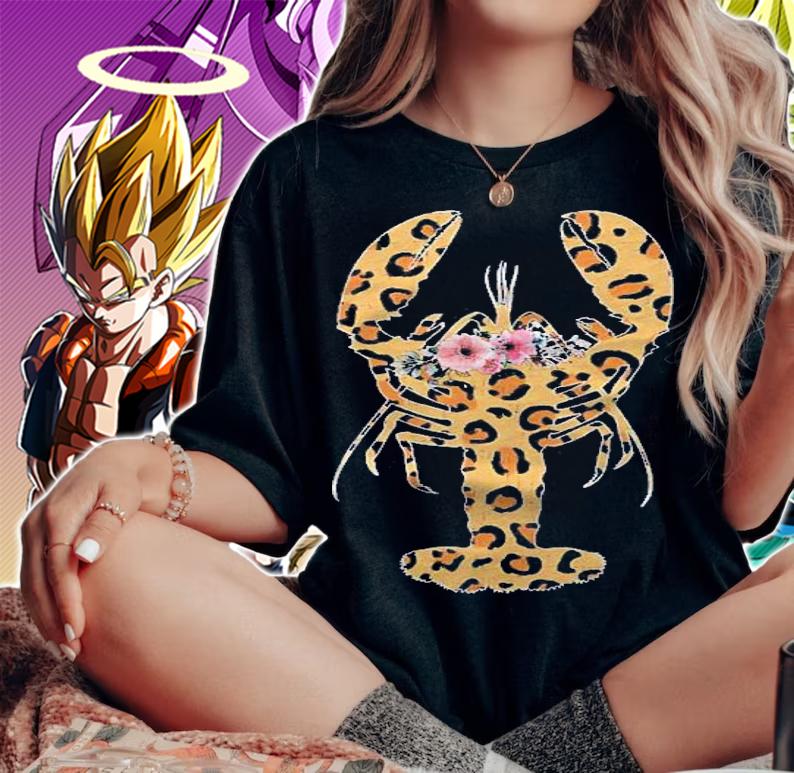 Cute Floral Leopard Print Lobster Lover Costume Girl Shirt t-shirt woman shirt