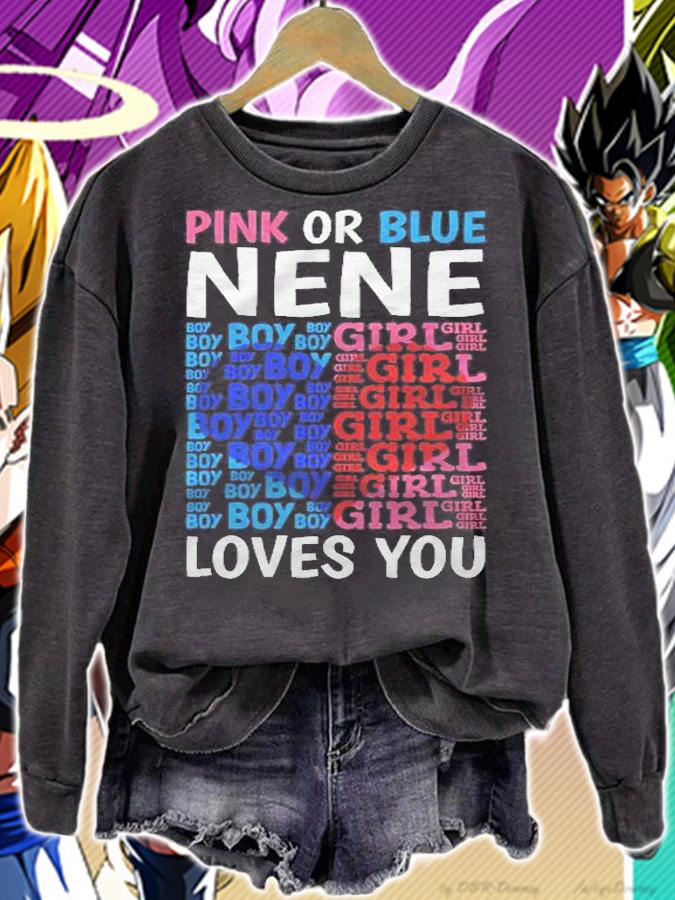 Pink Or Blue Nene Loves You Gender Reveal Baby Shower Shirt t-shirt