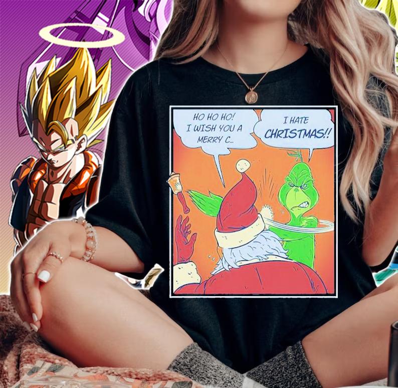Santa Ho Ho Ho I Wish You A Merry Grinch I Hate Christmas Shirt t-shirt woman shirt