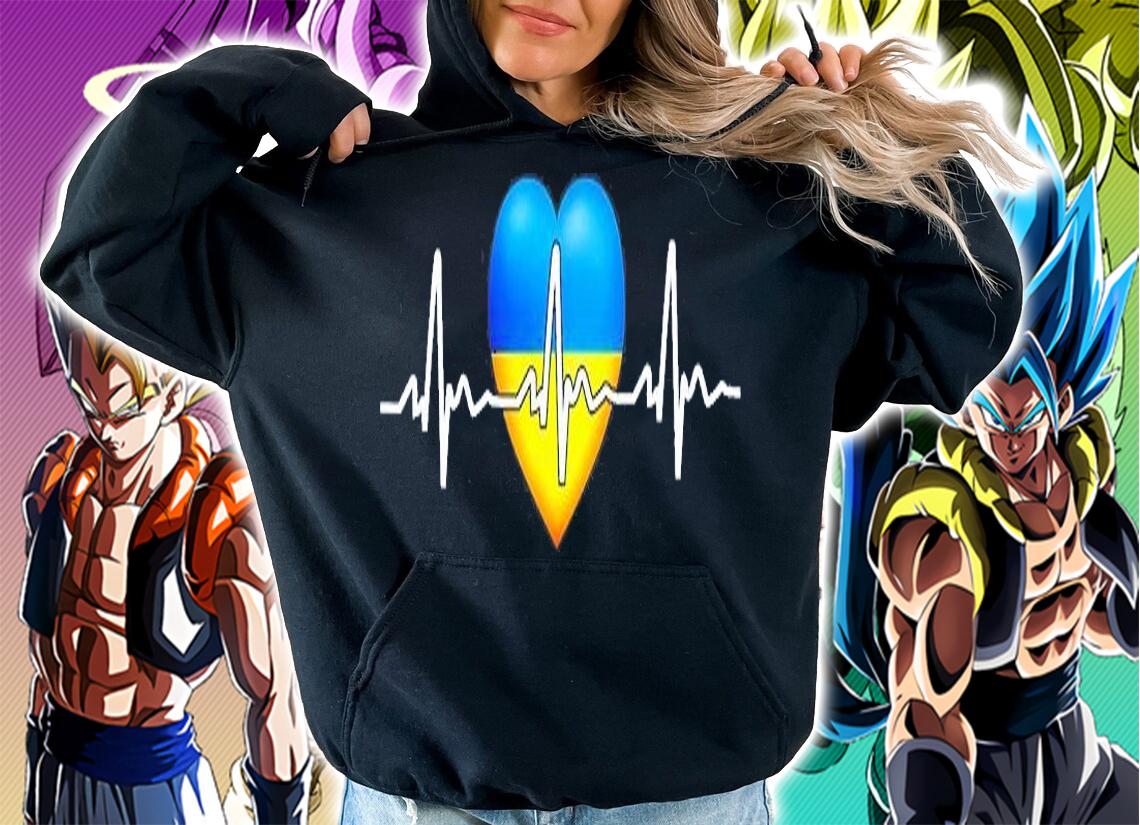 I Stand With Ukraine Heartbeat Ukrainian Flag With Heart Peace Ukraine T-Shirt t-shirt