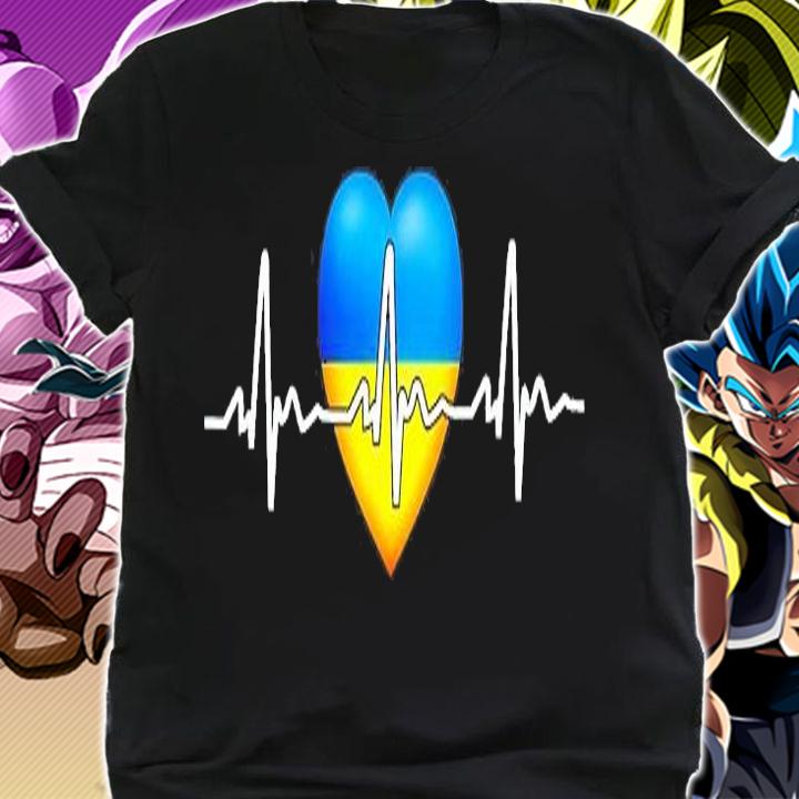 I Stand With Ukraine Heartbeat Ukrainian Flag With Heart Peace Ukraine T-Shirt t-shirt