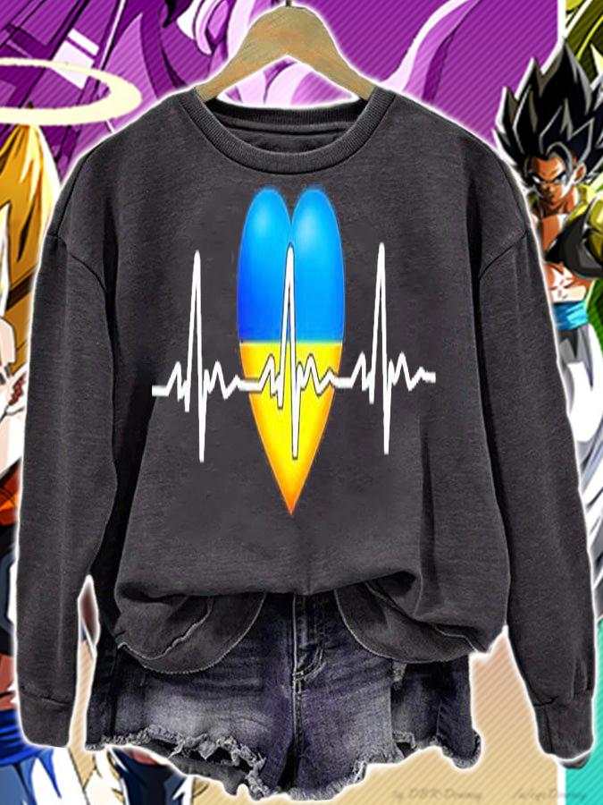 I Stand With Ukraine Heartbeat Ukrainian Flag With Heart Peace Ukraine T-Shirt t-shirt
