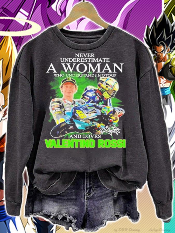 Never Underestimate A Woman Who Understands Motogp And Loves Valentino Rossi Signatures Shirt t-shirt sweatshirt