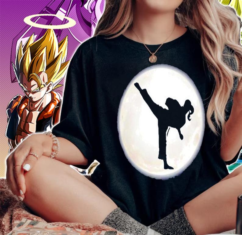 Womens Taekwondo Girl In The Moon T-Shirt t-shirt