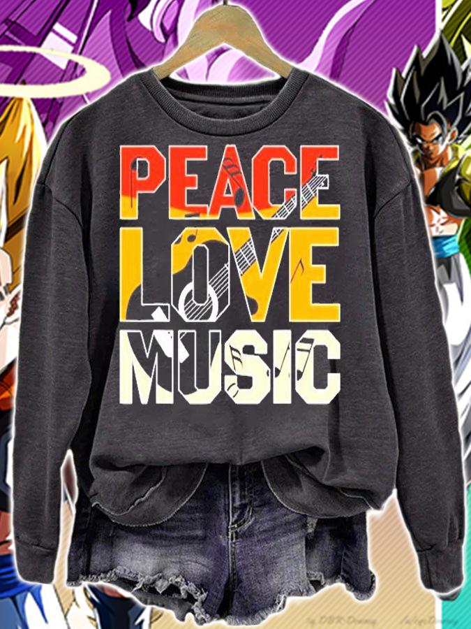 Guitar Retro Peace Love Music Band T-Shirt t-shirt sweatshirt