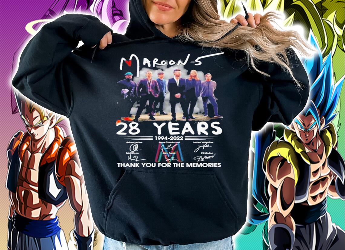Maroon 5 28 Years 1994-2022 Signatures Thank You For The Memories Shirt t-shirt