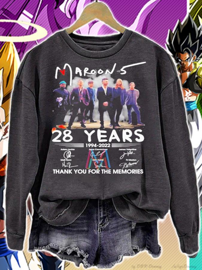 Maroon 5 28 Years 1994-2022 Signatures Thank You For The Memories Shirt t-shirt