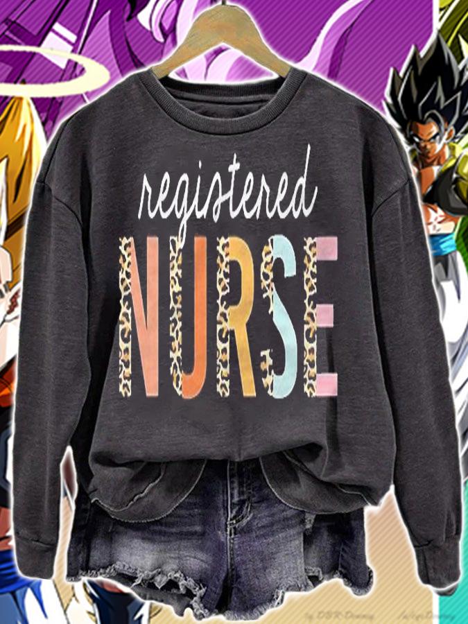 Rn Nurse Leopard Print Registered Nurse Nursing School Women Pullover Shirt t-shirt sweatshirt