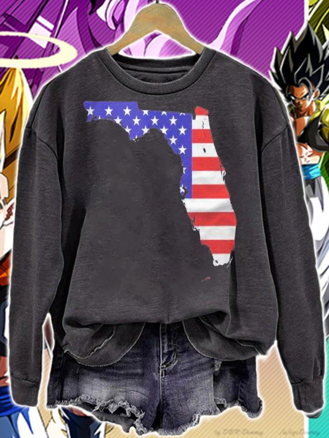Florida Map With American Flag Shirt t-shirt sweatshirt