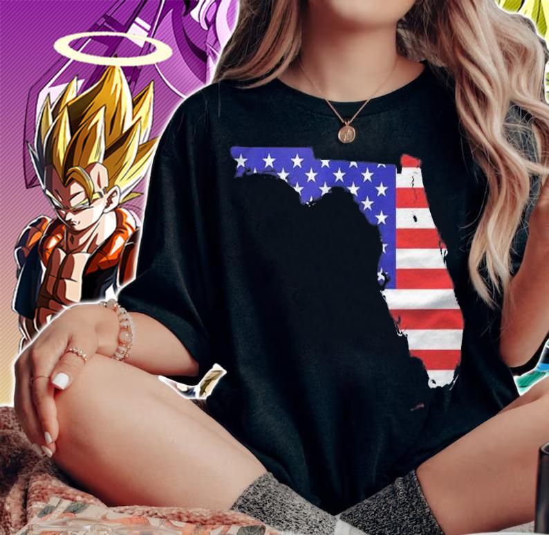 Florida Map With American Flag Shirt t-shirt woman shirt