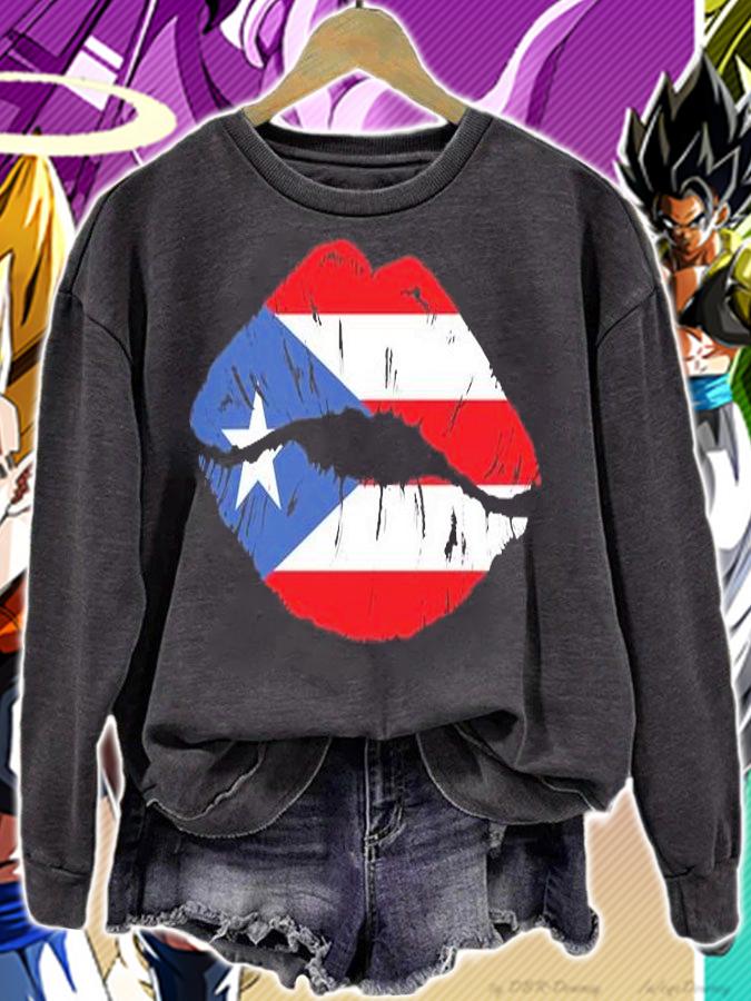 Puerto Rico lips kiss Puerto Rican flag T-shirt t-shirt sweatshirt