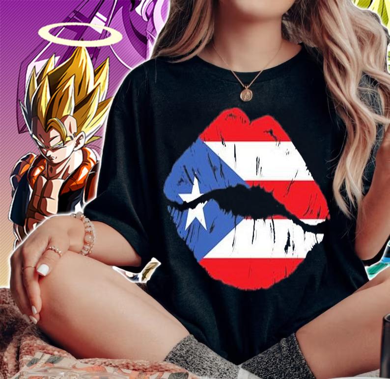 Puerto Rico lips kiss Puerto Rican flag T-shirt t-shirt woman shirt