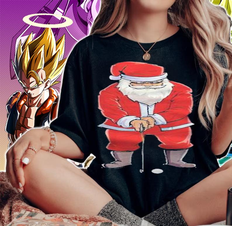 Santa golf club and ball sport Christmas T-shirt t-shirt woman shirt