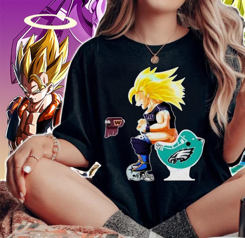 Son Goku New York Giants On Toilet Washington Commanders Philadelphia Eagles t-shirt
