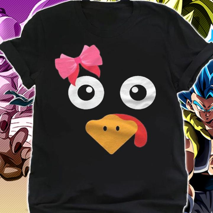 Turkey Face Girl & Pink Bow Running Pilgrim Trot Funny Gift Shirt t-shirt