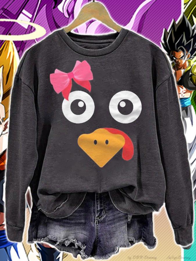 Turkey Face Girl & Pink Bow Running Pilgrim Trot Funny Gift Shirt t-shirt