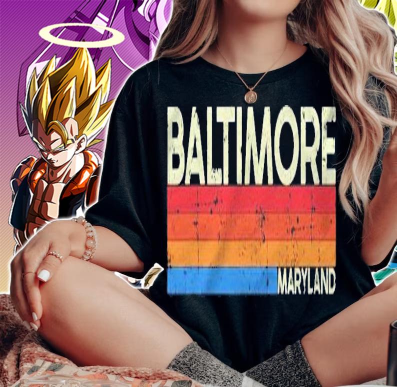 Vintage Retro Baltimore Maryland Distressed Souvenir Shirt t-shirt woman shirt