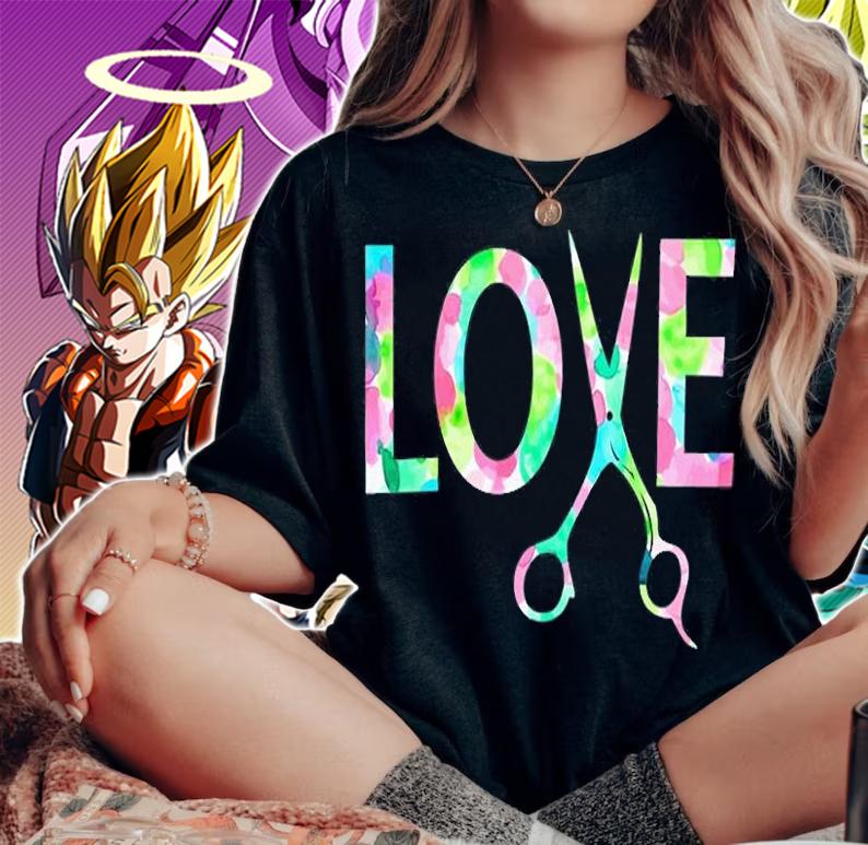 Cute Love Shears Scissors Hairstylist Hairdresser T-Shirt woman shirt