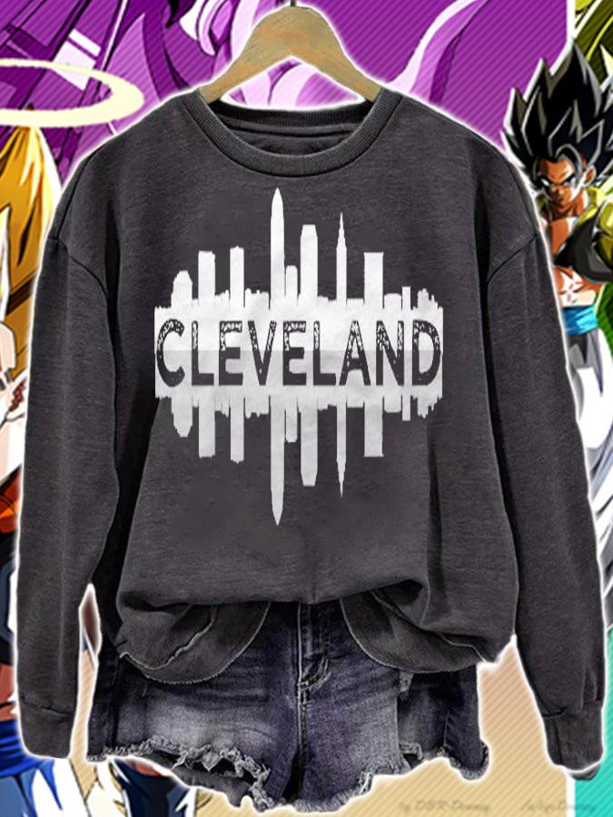 Downtown Cleveland Skyline Art Ohio Cle The Land Gifts Shirt sweatshirt