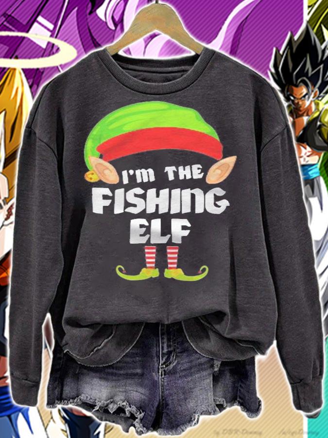 Funny Fishing Elf Matching Family Group Pj Christmas shirt sweatshirt