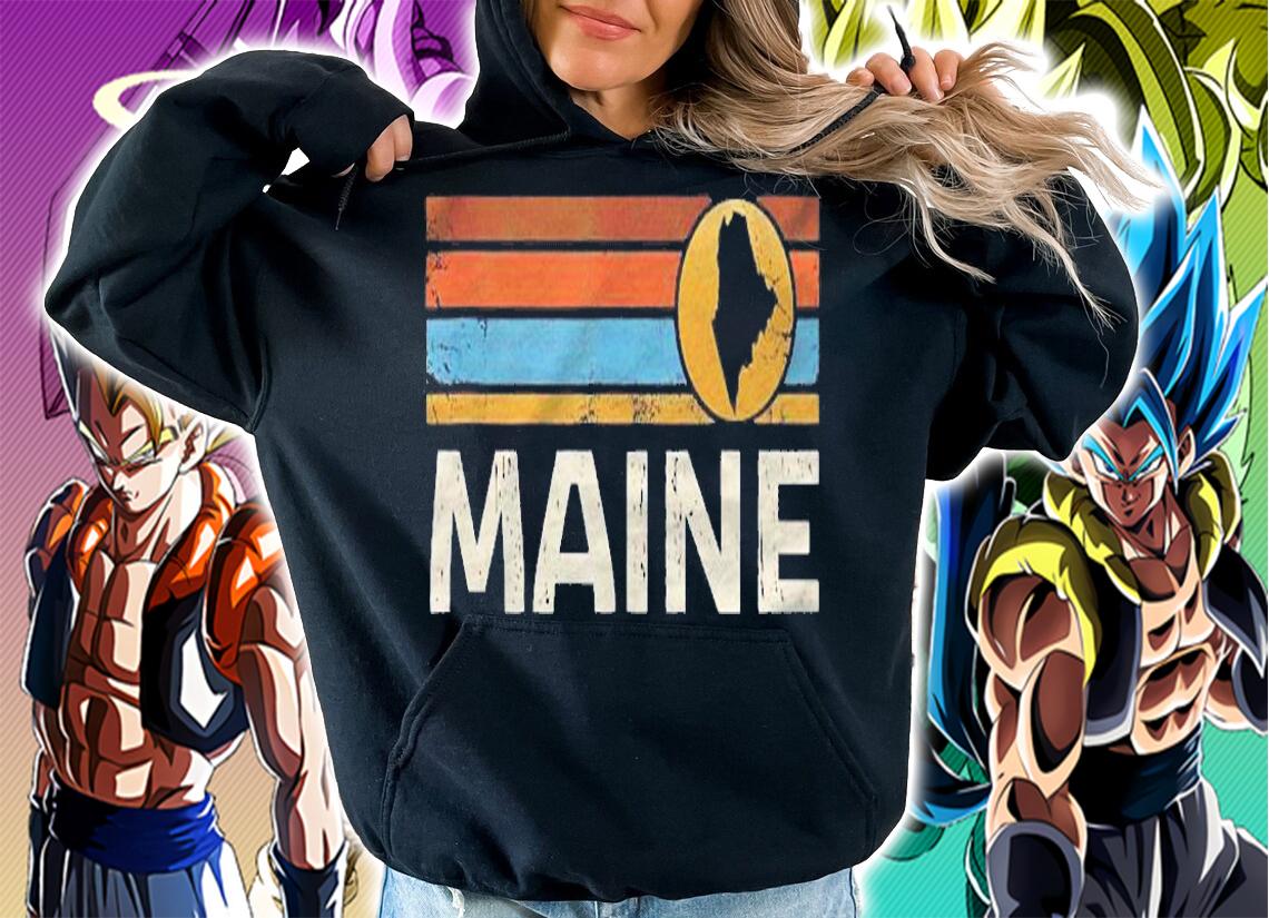 Graphic Tee Maine Us State Map Vintage Retro Stripes Shirt hoodie