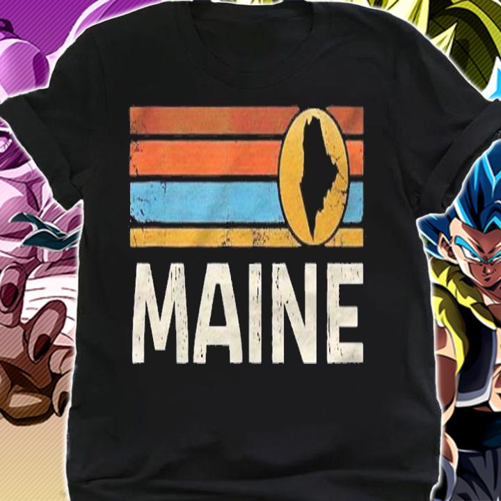 Graphic Tee Maine Us State Map Vintage Retro Stripes Shirt shirt