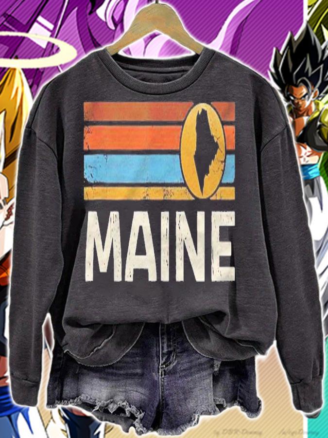 Graphic Tee Maine Us State Map Vintage Retro Stripes Shirt sweatshirt