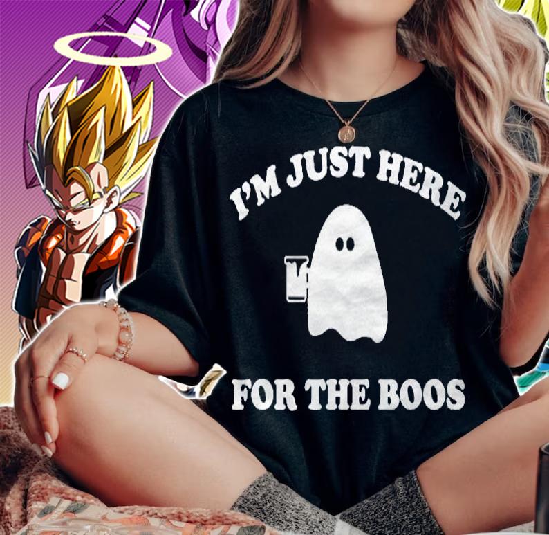 Im Just Here For The Boos Halloween Ghost Dinking Beer shirt