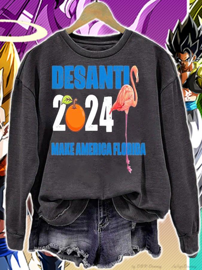 Desantis 2024 Make America Florida Flamingo And Orange Funny T-Shirt sweatshirt