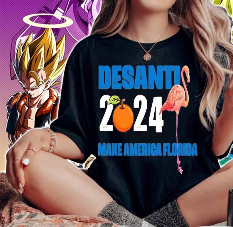 Desantis 2024 Make America Florida Flamingo And Orange Funny T-Shirt woman shirt