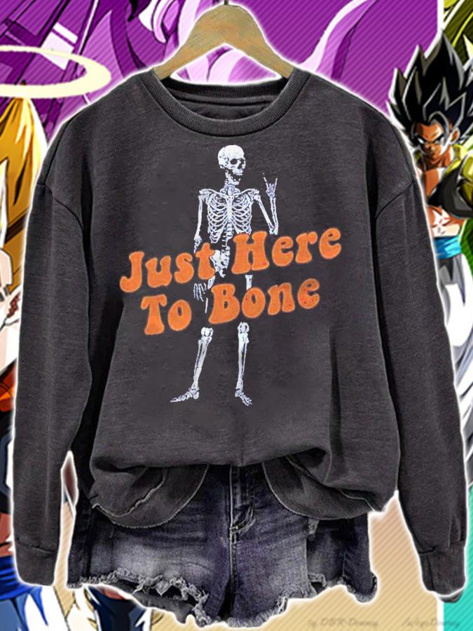 Funny Skeleton Just Here To Bone Halloween Spooky Season Shirt sweatshirt