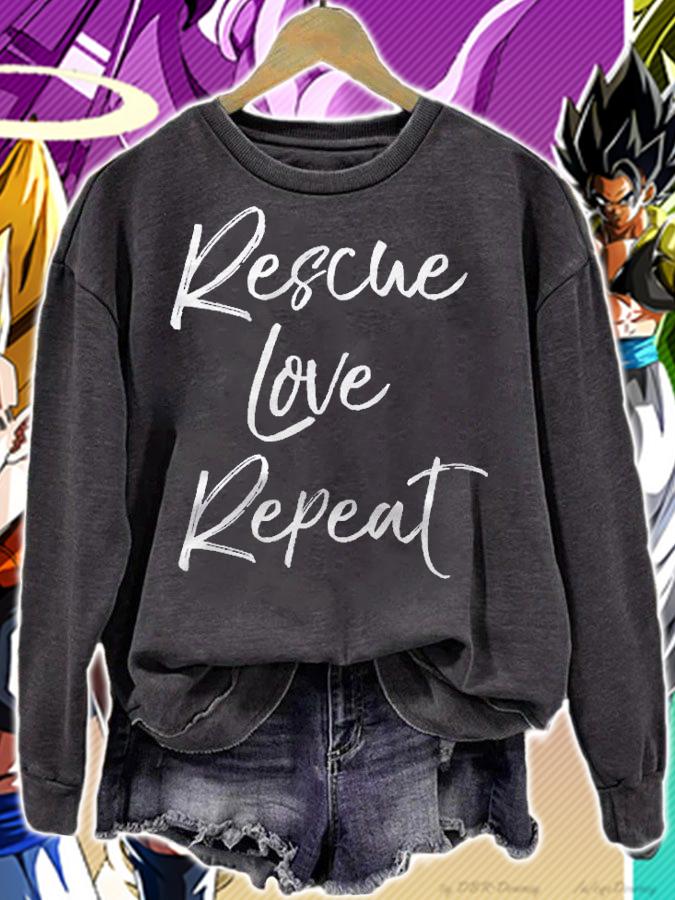 Cute Dog Adoption For Women Pet Rescue Love Repeat Shirt sweatshirt