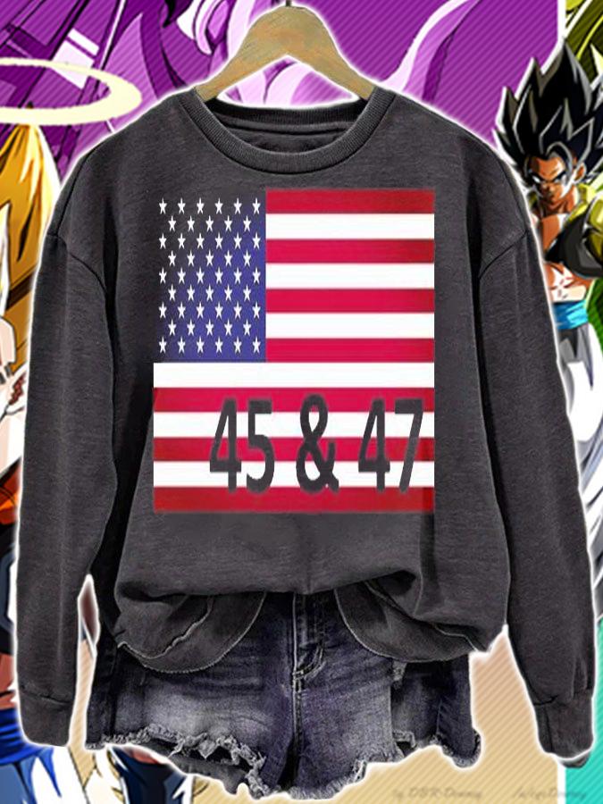 President Donald J Trump 45 & 47 USA Flag T-Shirt