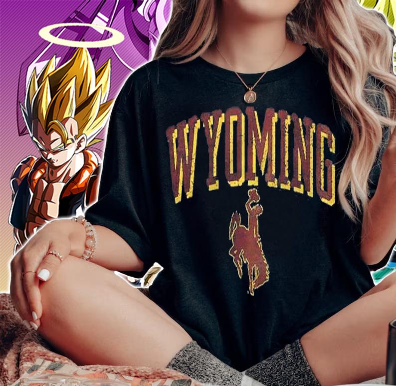 Womens Wyoming Cowboys Apparel Vintage Distressed Arch Raglan Baseball T-shirt
