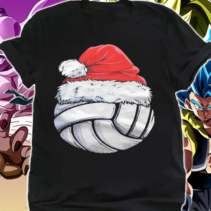 Christmas Volleyball Ball Santa Hat Funny Sport Xmas Girls Shirt