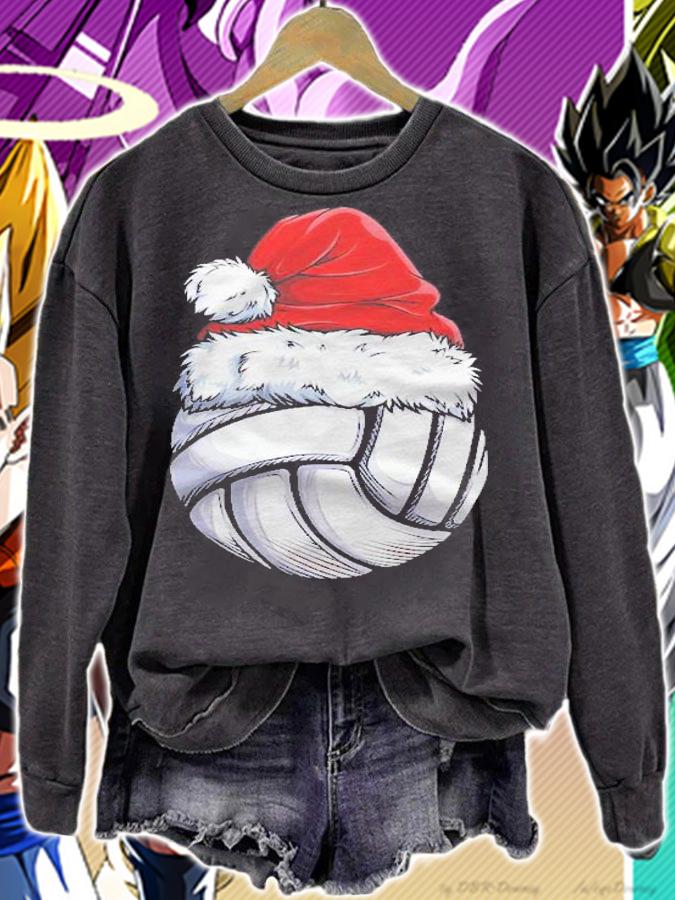 Christmas Volleyball Ball Santa Hat Funny Sport Xmas Girls Shirt