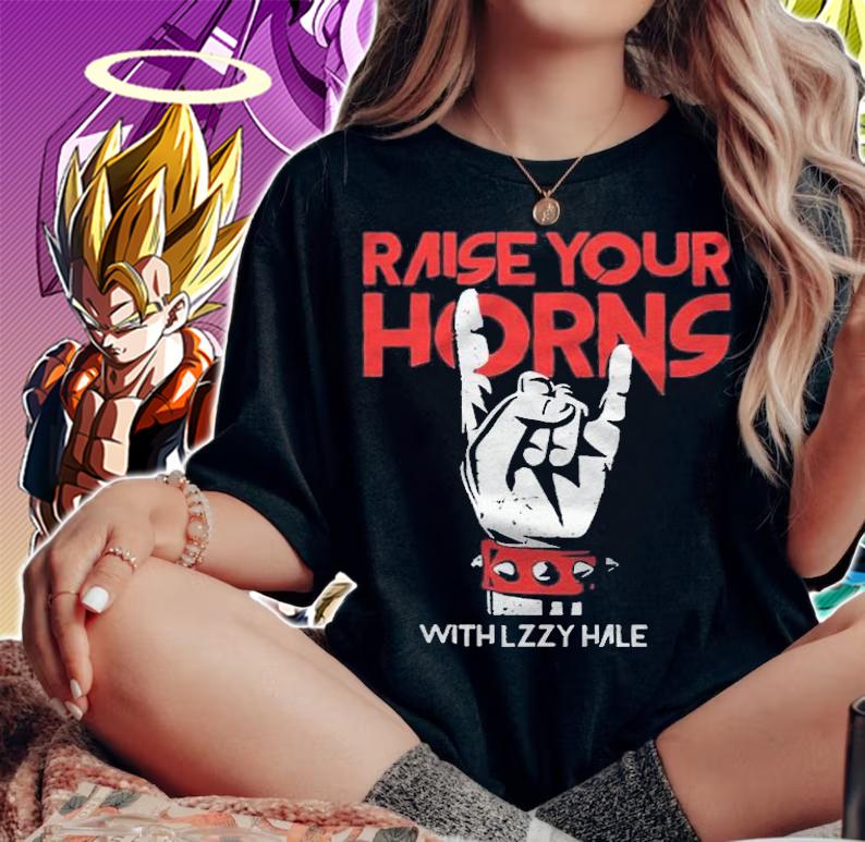 Halestorm Raise your horns with lzzy hale T-shirt woman shirt