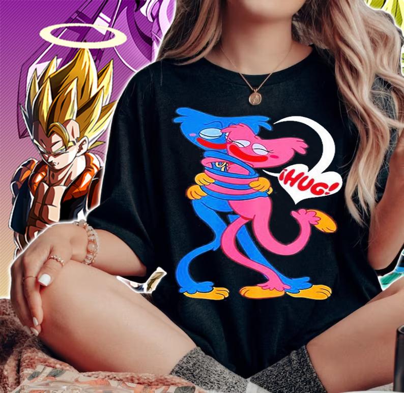 Huggy Wuggy And Kissy Missy Poppy Playtime T-Shirt woman shirt