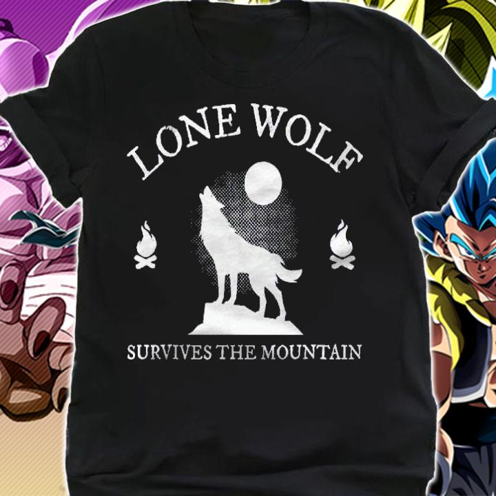 Lone Wolf Survives The Mountain Wolves Silhouette Gift Shirt