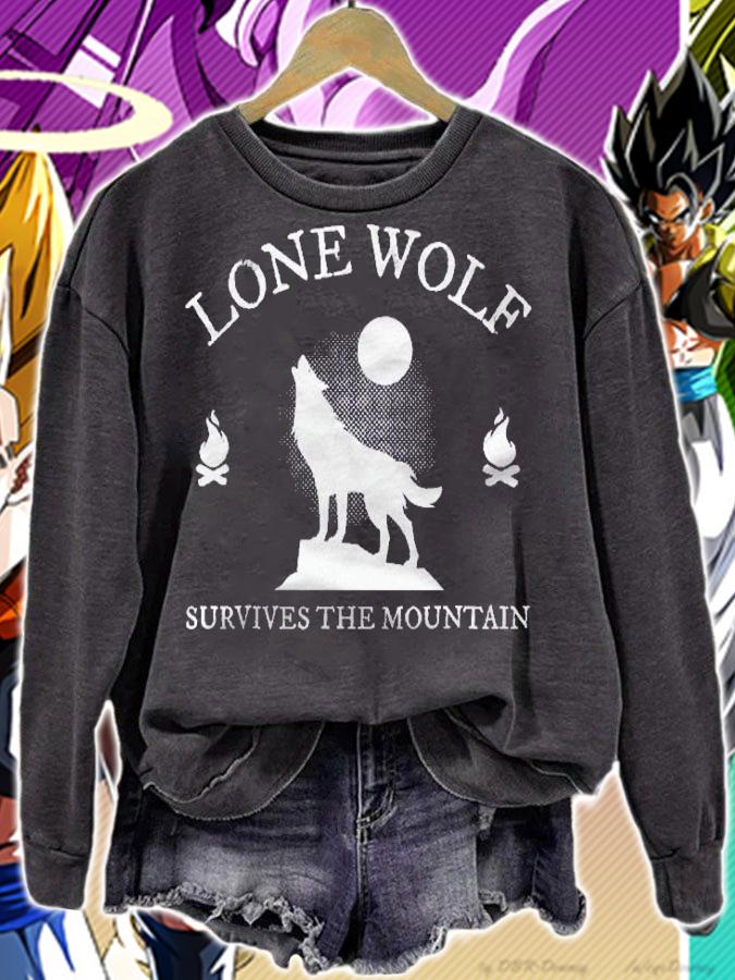 Lone Wolf Survives The Mountain Wolves Silhouette Gift Shirt