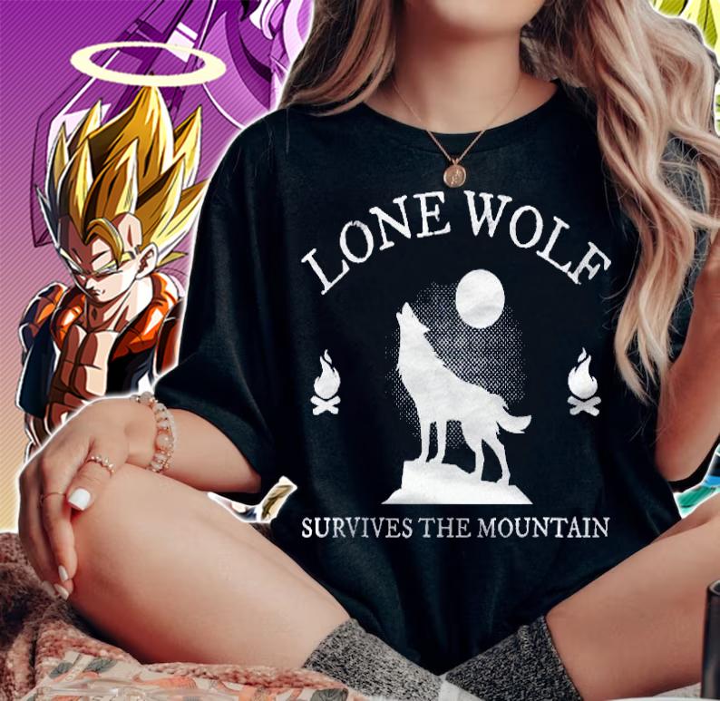 Lone Wolf Survives The Mountain Wolves Silhouette Gift Shirt