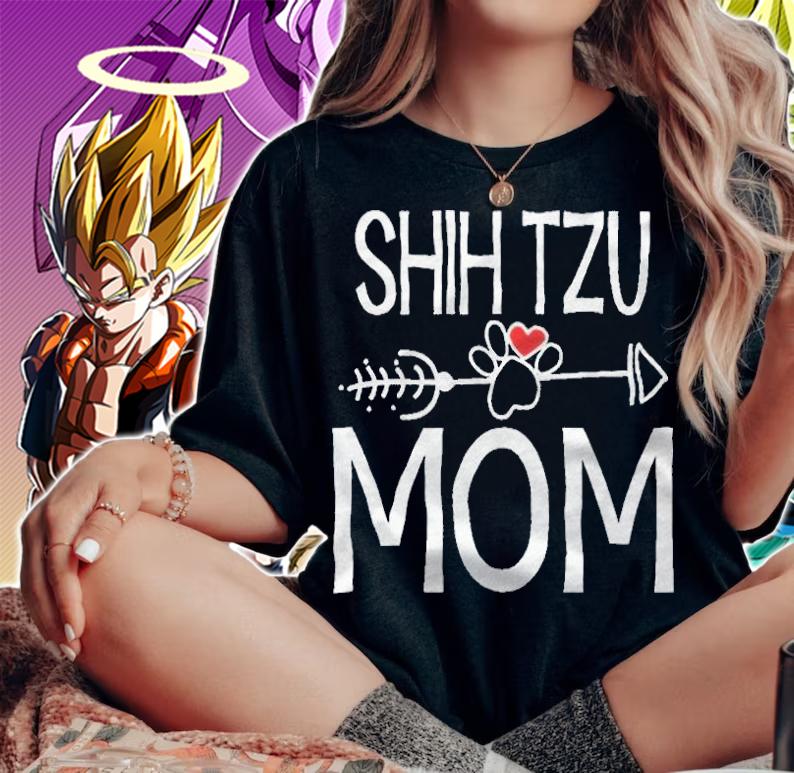 Shih Tzu mom funny logo T-shirt