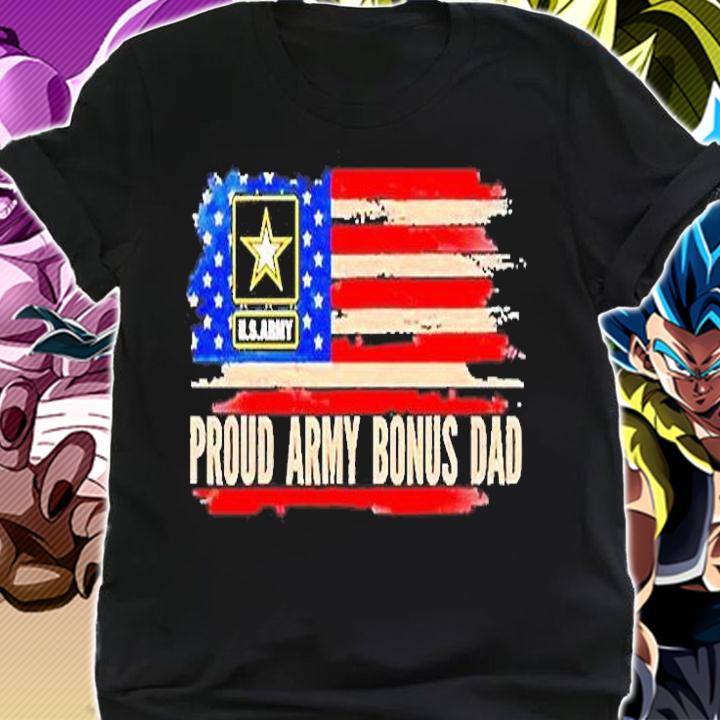 Vintage Proud Army Bonus Dad American Flag Veteran T-Shirt shirt