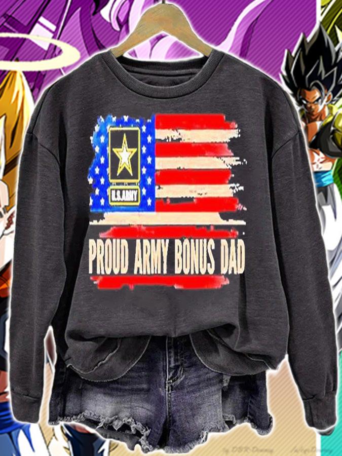 Vintage Proud Army Bonus Dad American Flag Veteran T-Shirt sweatshirt