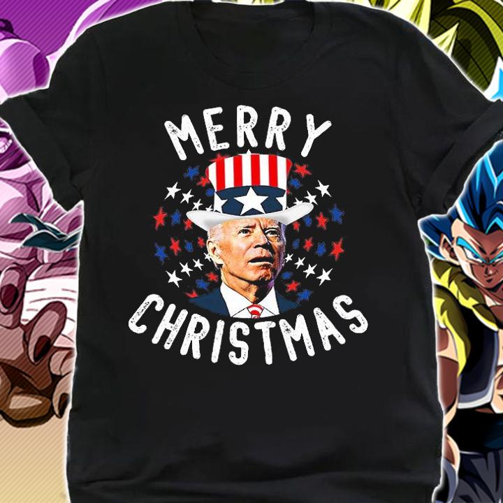 Anti Biden Merry Christmas Confused 4th Of July American Flag t-shirt