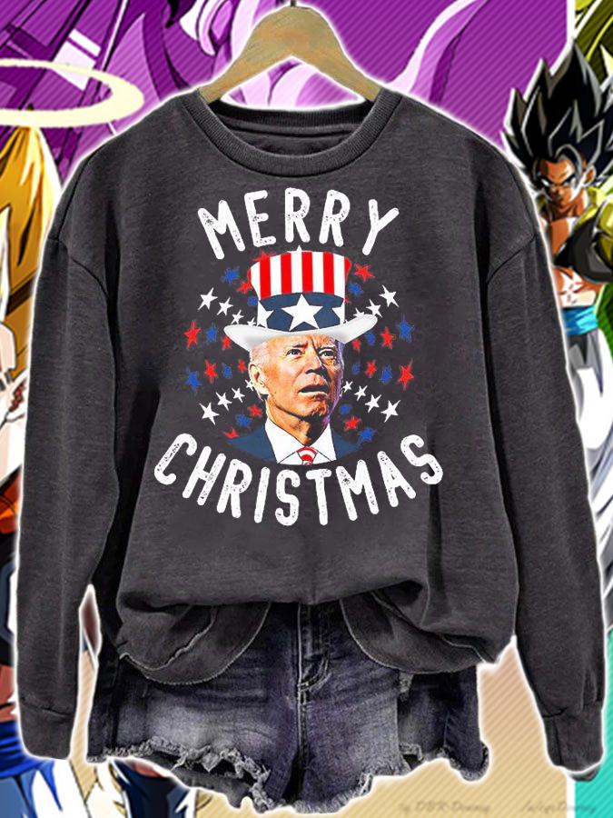 Anti Biden Merry Christmas Confused 4th Of July American Flag t-shirt