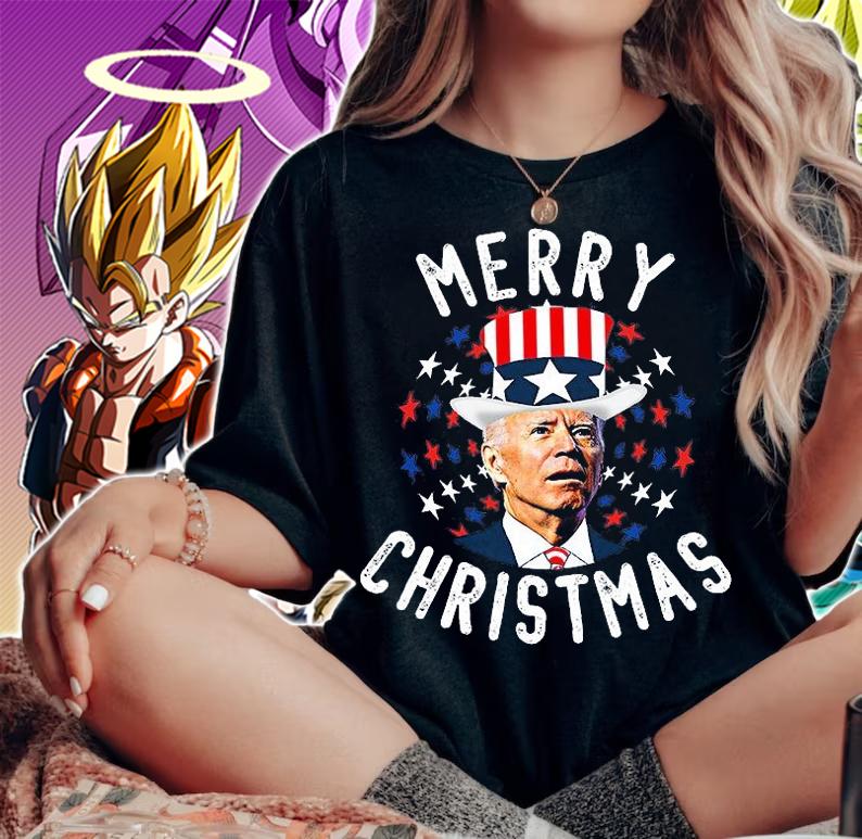 Anti Biden Merry Christmas Confused 4th Of July American Flag t-shirt