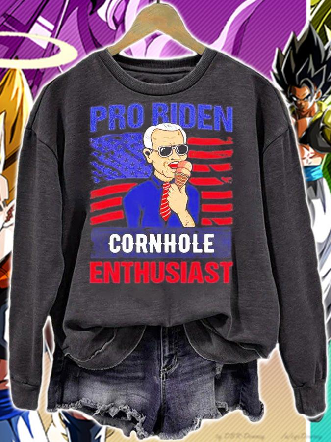 Pro Biden Cornhole Enthusiast USA Flag Gift T-Shirt sweatshirt